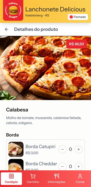 Detalhes do produto e opções de escolha